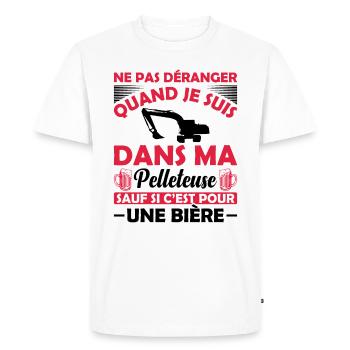 Pelleteuse Et Bière - T-shirt Premium bio Homme - blanc - Devant - Nico (187cm)