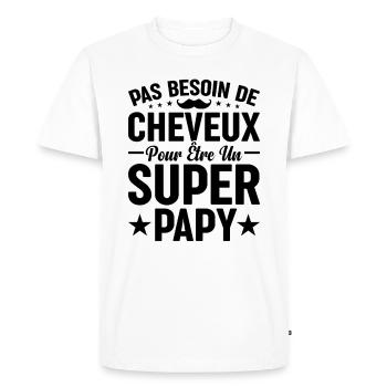 Pas Besoin De Cheveux Pour Être Un Super Papy - T-shirt Premium bio Homme - blanc - Devant - Nico (187cm)