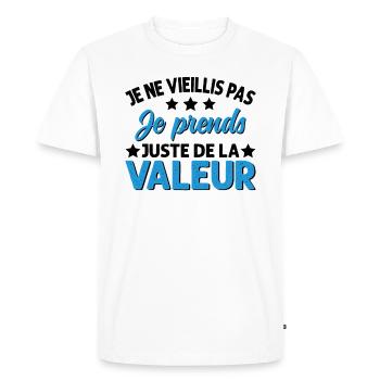 Je Ne Vieillis Pas Je Prends De La Valeur - T-shirt Premium bio Homme - blanc - Devant - Nico (187cm)