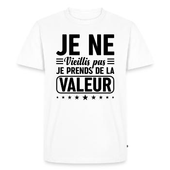 Je Ne Vieillis Pas Je Prends De La Valeur - T-shirt Premium bio Homme - blanc - Devant - Nico (187cm)