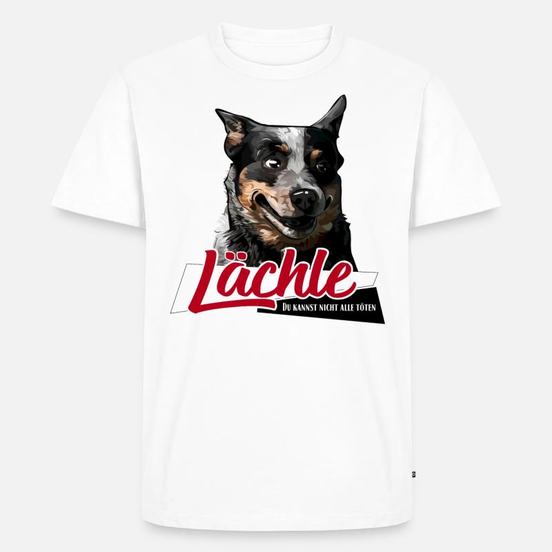 AUSTRALIAN CATTLE DOG Lächle Hundespruch - Männer Premium Bio T-Shirt - Weiß