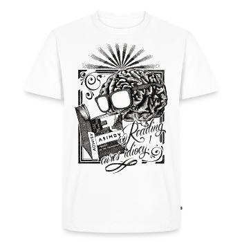 Reading cures idiocy! - Men's Premium Organic T-Shirt - white - Front - Nico (187cm)