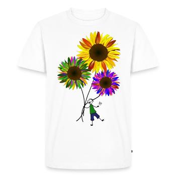 Sunflower stick figure flowers garden - Men's Premium Organic T-Shirt - white - Front - Nico (187cm)