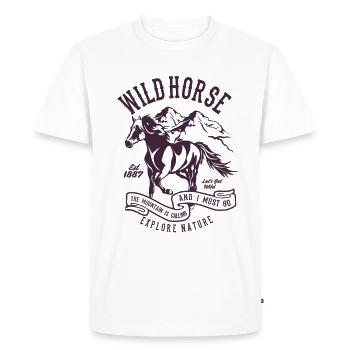 Cheval sauvage - T-shirt Premium bio Homme - blanc - Devant - Nico (187cm)