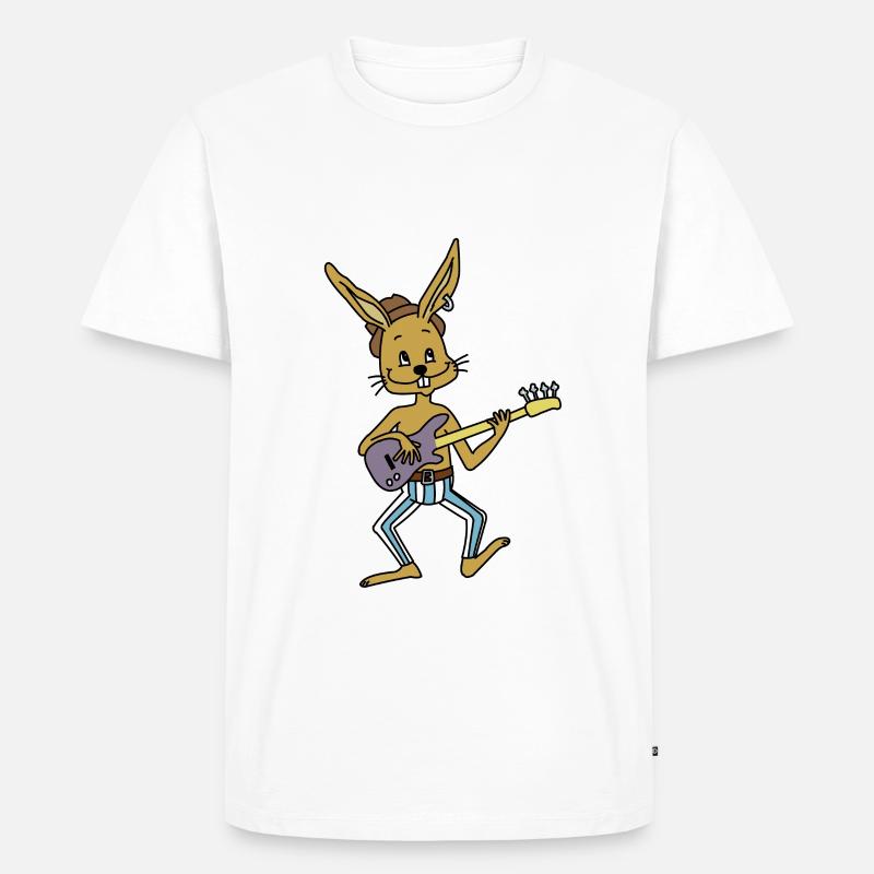Bass playing rabbit - Männer Premium Bio T-Shirt - Weiß