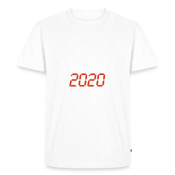 Voyage dans le temps Corona 2020 disant Retour vers le futur - T-shirt Premium bio Homme - blanc - Devant - Nico (187cm)
