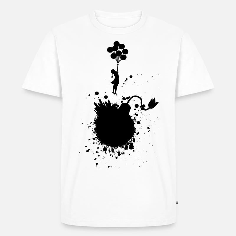 Evacuation Mädchen Luftballons - Männer Premium Bio T-Shirt - Weiß