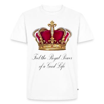 XXL LOGO - Feel the Royal Power of a Good Life - T-shirt Premium bio Homme - blanc - Devant - Nico (187cm)