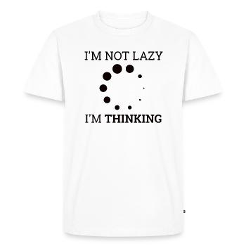 « Not Lazy, thinking » | Informatique, informatique - T-shirt Premium bio Homme - blanc - Devant - Nico (187cm)