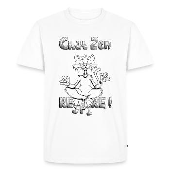 Zen cat - Men's Premium Organic T-Shirt - white - Front - Nico (187cm)