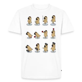 la bouffe fait du sport avec Dumbbell, Kettlebell - T-shirt Premium bio Homme - blanc - Devant - Nico (187cm)
