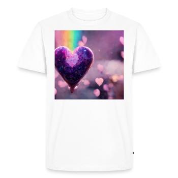 Purple Rainbow Heart - Men's Premium Organic T-Shirt - white - Front - Nico (187cm)