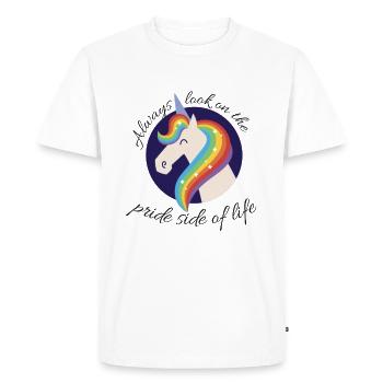 Regardez du côté PRIDE de la vie LGBTQI+ - T-shirt Premium bio Homme - blanc - Devant - Nico (187cm)