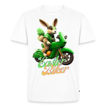 Easter Biker - The Easter Bunny becomes a biker - Men's Premium Organic T-Shirt - white - Front - Nico (187cm)
