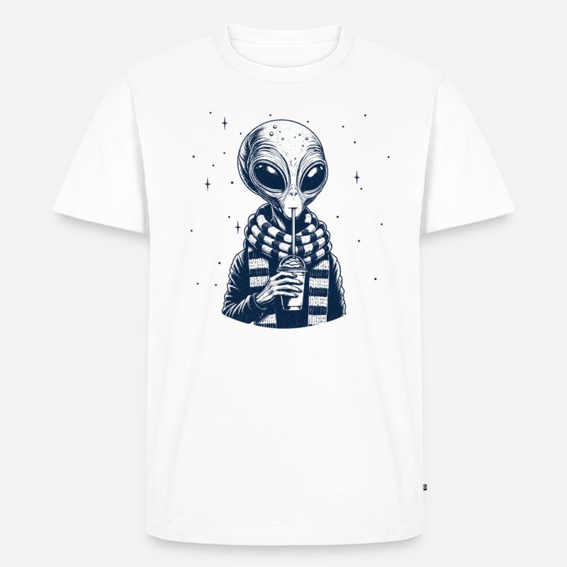 Alien mit Slush Eis - Männer Premium Bio T-Shirt - Weiß