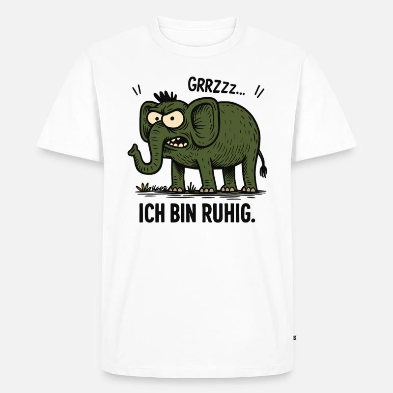 Wütender Elefant – Ich bin ruhig. - Männer Premium Bio T-Shirt - Weiß