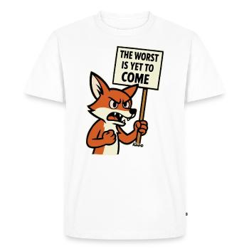 Un renard en colère proteste et met en garde - T-shirt Premium bio Homme - blanc - Devant - Nico (187cm)