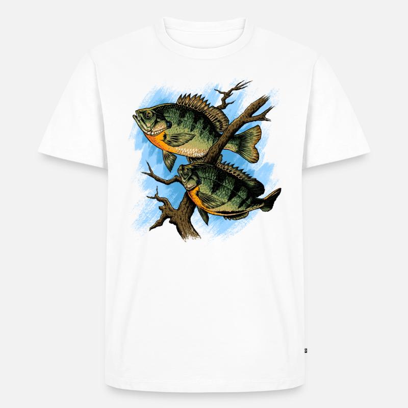 Crapet Arlequin Illustration Pêche Pullover conception - T-shirt Premium bio Homme - blanc