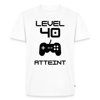 level 40 reached - gift 40 years geek - Men's Premium Organic T-Shirt - white - Front - Nico (187cm)