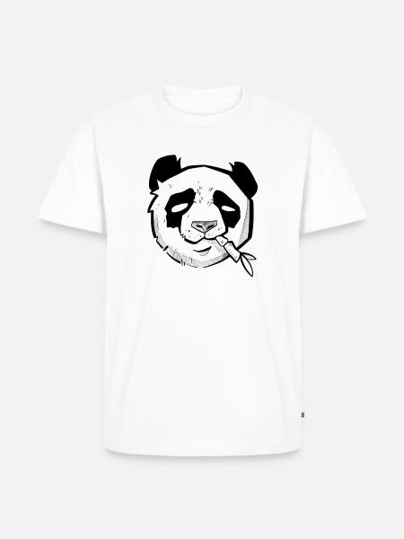 Leuke panda hoofd schetsmatige stijl en dotwork - Mannen Premium Bio T-shirt - wit