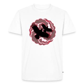 Logo Manga rouge / gris nuages & corbeau - T-shirt Premium bio Homme - blanc - Devant - Nico (187cm)