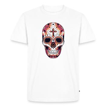 Crâne mexicain Jour des Morts - T-shirt Premium bio Homme - blanc - Devant - Nico (187cm)