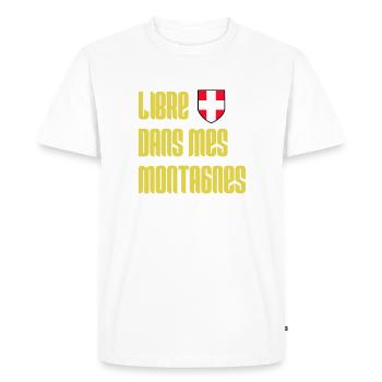 Libre dans mes montagnes - Savoie / Savoyard - T-shirt Premium bio Homme - blanc - Devant - Nico (187cm)