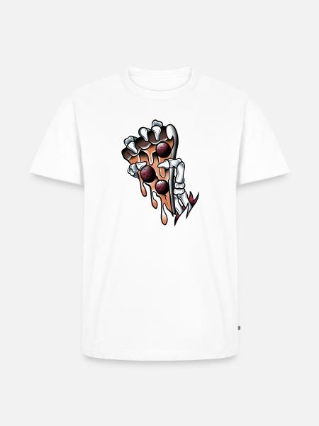 Hovedskelet Pizza chorizo old-school tatovering kunst - Herre Premium økologisk T-shirt - hvid