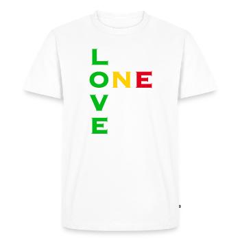 One love - vert jaune rouge - T-shirt Premium bio Homme - blanc - Devant - Nico (187cm)