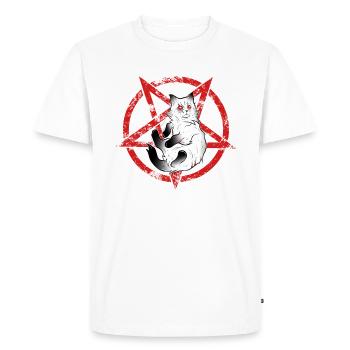 Dark cat pentacle occulte Halloween - T-shirt Premium bio Homme - blanc - Devant - Nico (187cm)