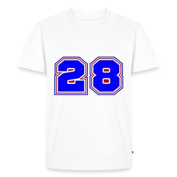 28 Numéro de numéro - T-shirt Premium bio Homme - blanc - Devant - Nico (187cm)