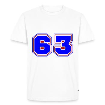63 Numéro de numéro - T-shirt Premium bio Homme - blanc - Devant - Nico (187cm)