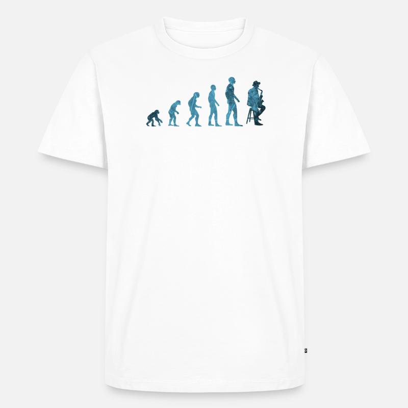 Evolution Saxophon - Männer Premium Bio T-Shirt - Weiß