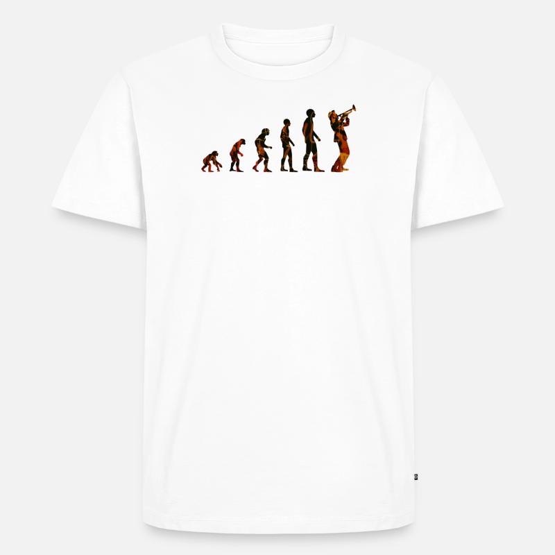 Evolution des trompetenspielers Jazz - Männer Premium Bio T-Shirt - Weiß
