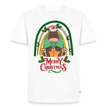 Christmas Bear wishes Merry Christmas - Men's Premium Organic T-Shirt - white - Front - Nico (187cm)