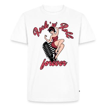 Rock n Roll pour toujours Vintage Girl Rocknroll - T-shirt Premium bio Homme - blanc - Devant - Nico (187cm)