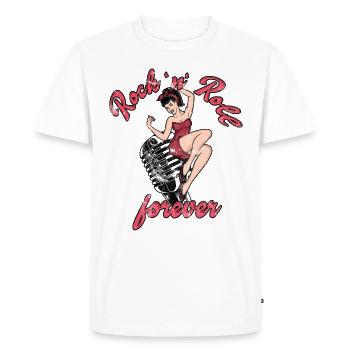 Rock n Roll pour toujours Vintage Girl Rocknroll - T-shirt Premium bio Homme - blanc - Devant - Nico (187cm)