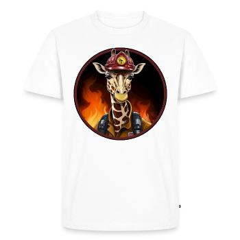 Firefighter Giraffe - Men's Premium Organic T-Shirt - white - Front - Nico (187cm)
