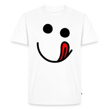 Langue dehors - visage heureux affamé - T-shirt Premium bio Homme - blanc - Devant - Nico (187cm)