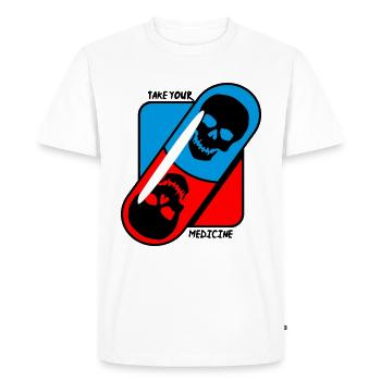 Prenez - votre - médicament - crâne - T-shirt Premium bio Homme - blanc - Devant - Nico (187cm)