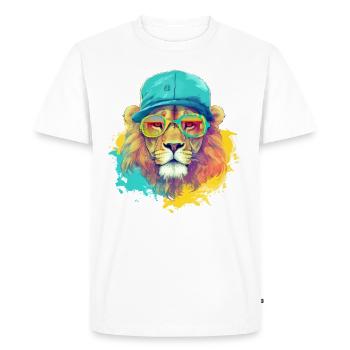 Izi le lion cool - T-shirt Premium bio Homme - blanc - Devant - Nico (187cm)