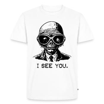 Glasses from space: Alien, I see you - Men's Premium Organic T-Shirt - white - Front - Nico (187cm)