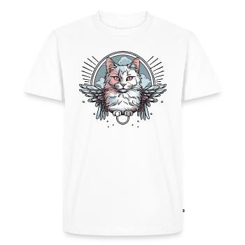 Chat blanc avec des ailes - T-shirt Premium bio Homme - blanc - Devant - Nico (187cm)