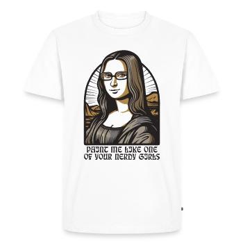 Le rat de bibliothèque ringard Lisa Mona - T-shirt Premium bio Homme - blanc - Devant - Nico (187cm)