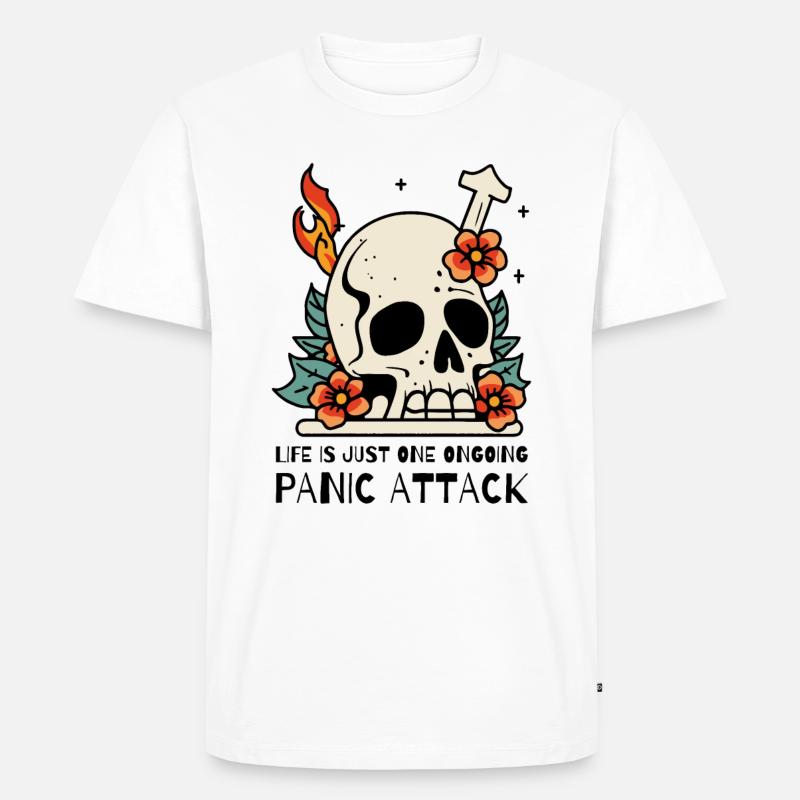 Das Leben ist eine Panikattacke - Männer Premium Bio T-Shirt - Weiß
