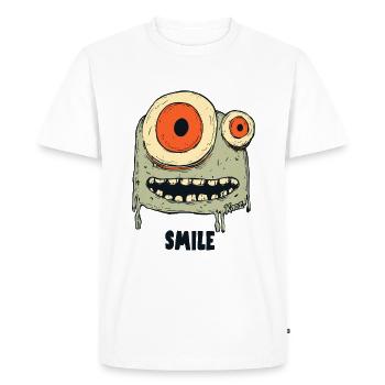 Monstre effrayant avec de grands yeux - T-shirt Premium bio Homme - blanc - Devant - Nico (187cm)