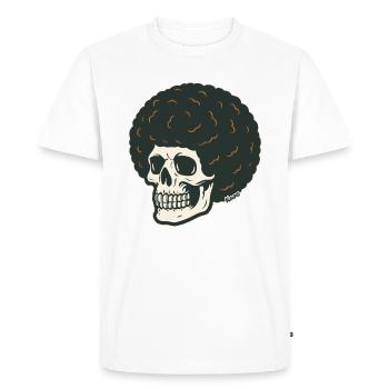 Le crâne aux cheveux ronds des profondeurs - T-shirt Premium bio Homme - blanc - Devant - Nico (187cm)