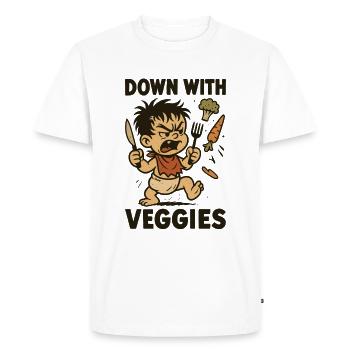 Enfant en colère avec des couverts et des légumes - T-shirt Premium bio Homme - blanc - Devant - Nico (187cm)