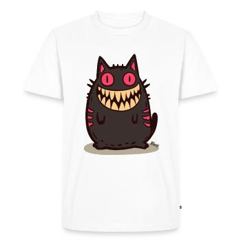Chat monstre noir souriant - T-shirt Premium bio Homme - blanc - Devant - Nico (187cm)