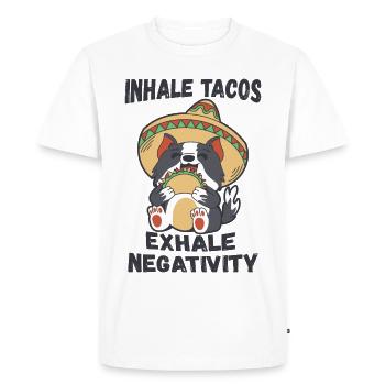 Inhalez des tacos, expirez la négativité - T-shirt Premium bio Homme - blanc - Devant - Nico (187cm)